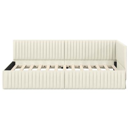 Ъглова рамка за легло с таблото Крем 100 см x 200 см Кадифе