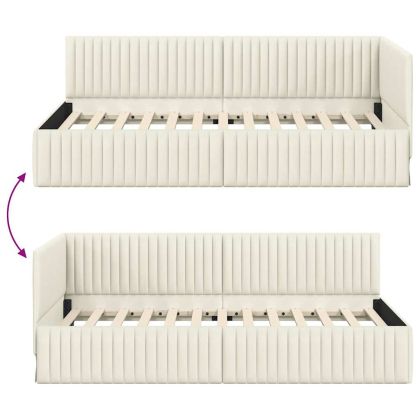 Ъглова рамка за легло с таблото Крем 100 см x 200 см Кадифе