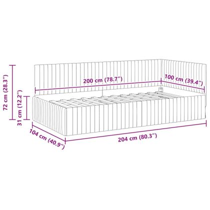 Ъглова рамка за легло с таблото Крем 100 см x 200 см Кадифе