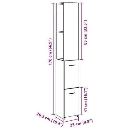 Шкаф за баня от старо дърво 25x25x170 cm Инженерна дървесина