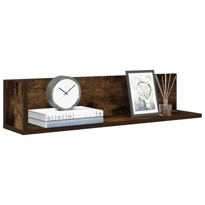 Стенни рафтове 2 бр опушен дъб 75x16,5x16,5 см инженерно дърво