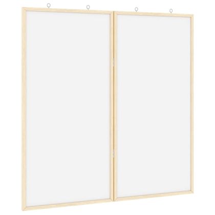 Магнитна бяла дъска Бяло 80 x 1.4 x 80 см Борово дърво масив