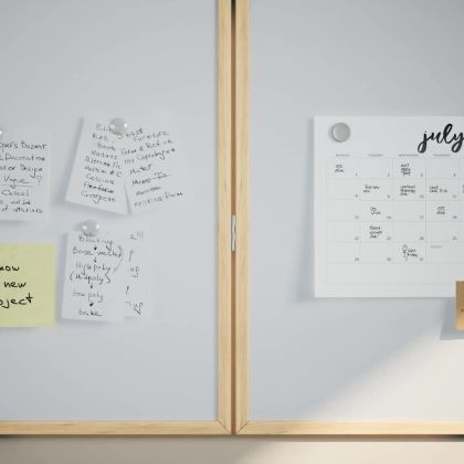 Магнитна бяла дъска Бяло 80 x 1.4 x 80 см Борово дърво масив