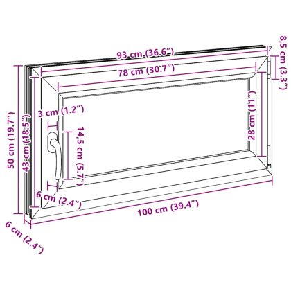 Прозорец за мазе "RISOR" 100x50 см Отварящо-отваряем DIN десен антрацит