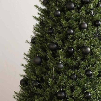 Комплект коледни топки от 111 части, черни, полистирен