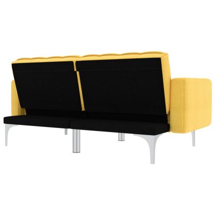 Разтегателен диван, жълт, текстил