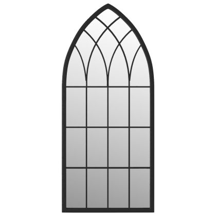 Градинско огледало черно 70x30 см желязо за външна употреба