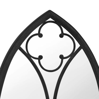 Градинско огледало черно 100x45 см желязо за външна употреба