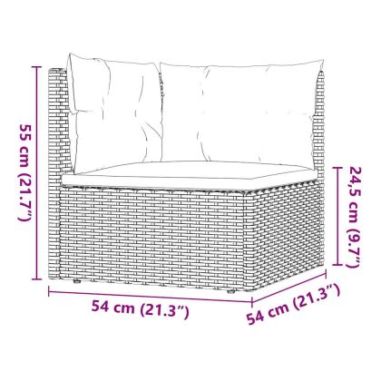Градински лаундж комплект с възглавници 3 части черен полиратан