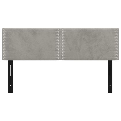 Горни табли за легло, 2 бр, светлосиви, 72x5x78/88 см, кадифе