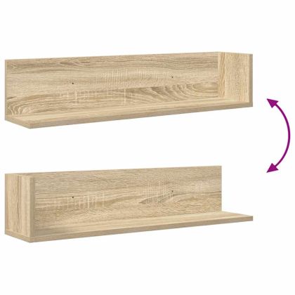 Стенни рафтове 2 бр сонома дъб 75x16,5x16,5 см инженерно дърво