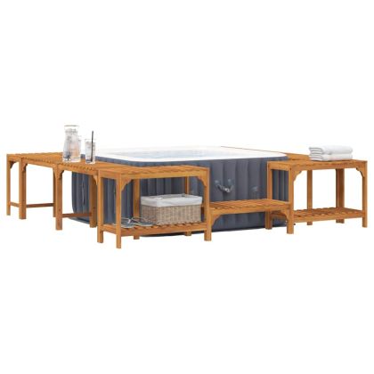 Квадратна Открита Вана Ограждение Кафяво 250 x 250 cm