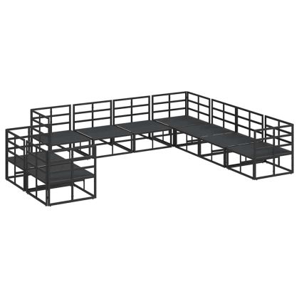 Градински Софа Комплект с възглавница 9 pcs Черно Алуминий