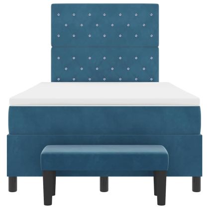 Легло с пружинирана основа Тъмносиньо 120 x 190 cm Кадифе