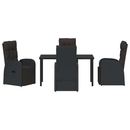 Комплект за хранене в градината 5 pcs Черно полиратан