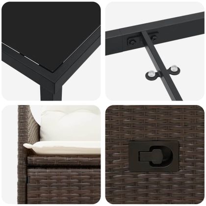 Комплект за хранене в градината 5 pcs Кафяво полиратан