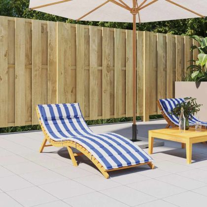 Шалте за шезлонг синьо-бяло райе 180x60x4 см Оксфорд плат