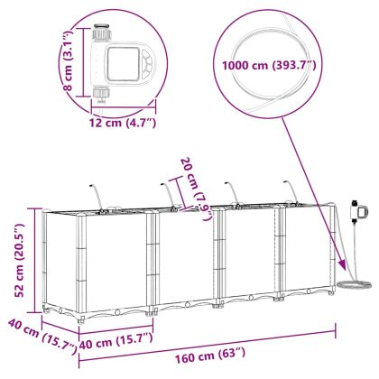 Градински саксии Кафяво 160 x 40 x 52 см Стомана