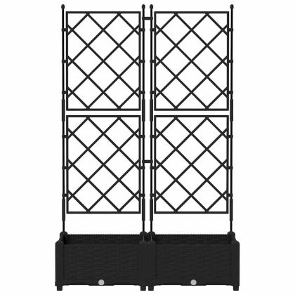 Градинска саксия с решетка 2 pcs Черно 80 x 40 x 125.5 см ПП