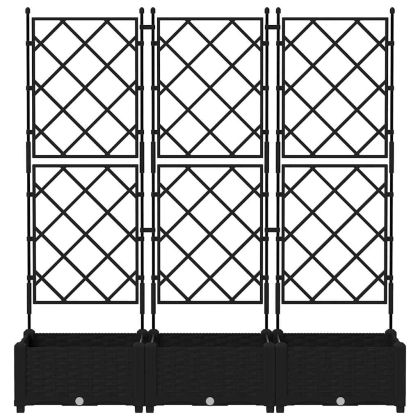 Градинска саксия с решетка 3 pcs Черно 120 x 40 x 125.5 см ПП