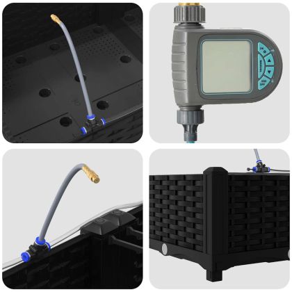 Градински саксии Черно 160 x 40 x 22 см Стомана