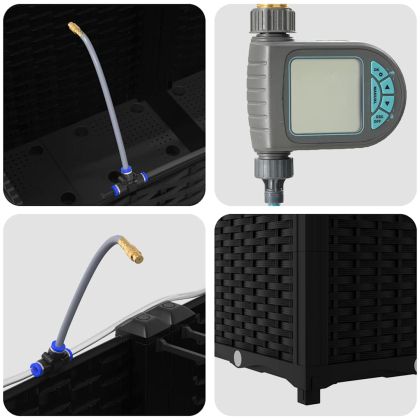 Градински саксии Черно 160 x 40 x 37.5 см Стомана