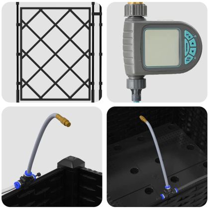 Градински саксии Черно 40 x 40 x 126 см Стомана