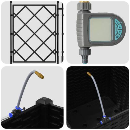 Градински саксии Черно 40 x 40 x 142 cm Стомана