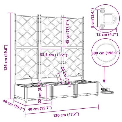 Градински саксии Черно 120 x 40 x 126 см Стомана