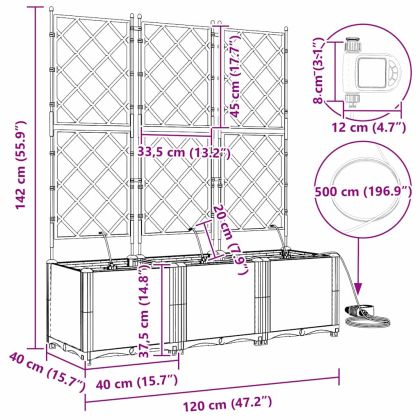Градински саксии Черно 120 x 40 x 142 cm Стомана