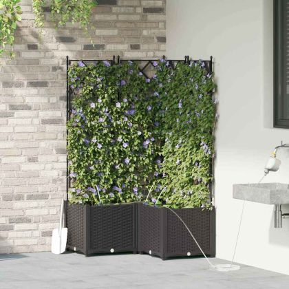 Градински саксии Черно 80 x 80 x 142 см Стомана