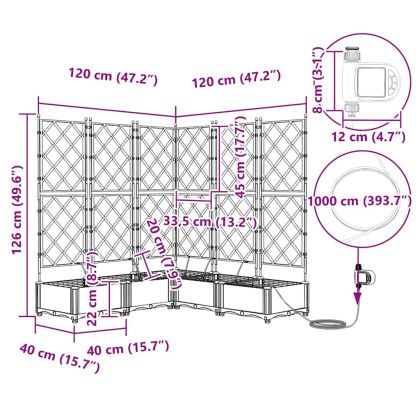 Градински саксии Черно 120 x 120 x 126 см Стомана