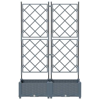 Градинска саксия с решетка 2 pcs Светлосиво 80 x 40 x 125.5 см