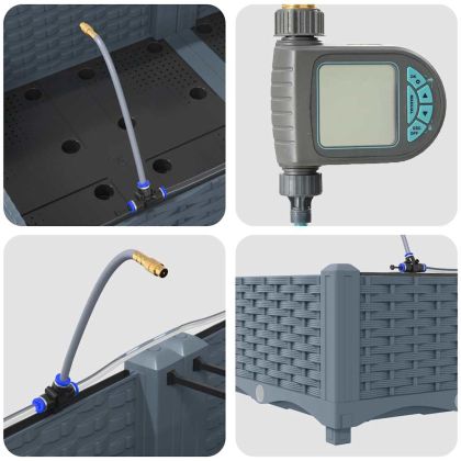 Градински саксии Светлосиво 160 x 40 x 22 см Стомана