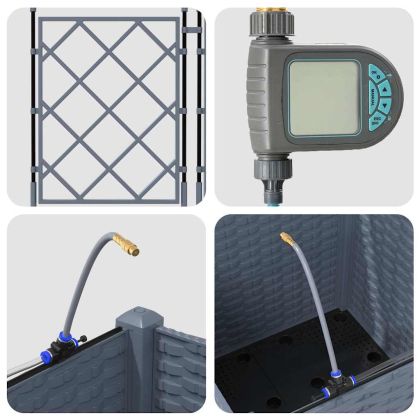 Градински саксии Светлосиво 40 x 40 x 142 cm Стомана