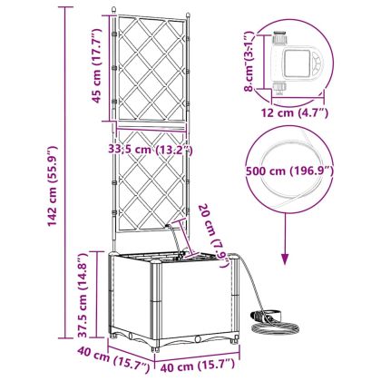 Градински саксии Светлосиво 40 x 40 x 142 cm Стомана