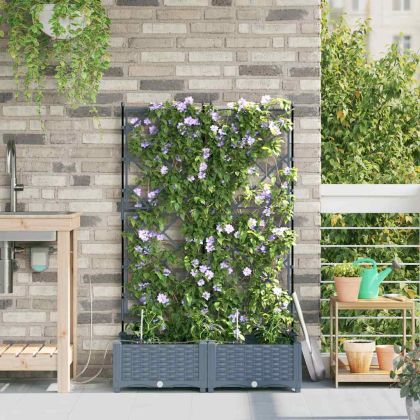 Градински саксии Светлосиво 80 x 40 x 126 см Стомана