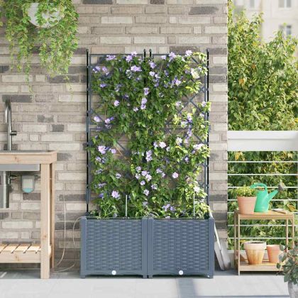 Градински саксии Светлосиво 80 x 40 x 142 cm Стомана