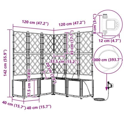 Градински саксии Светлосиво 120 x 120 x 142 см Стомана