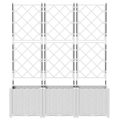Градинска саксия с решетка 3 pcs Бяло 120 x 40 x 143 см ПП