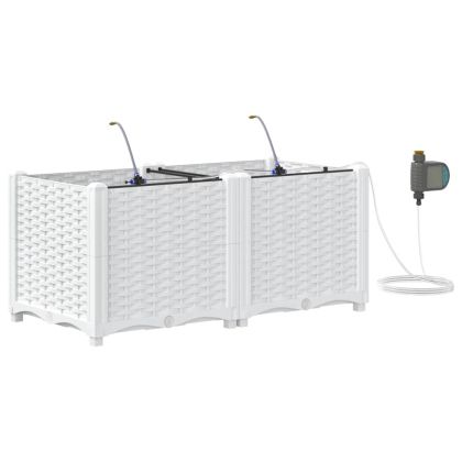 Градински саксии Бяло 80 x 40 x 37.5 см Стомана