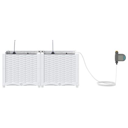 Градински саксии Бяло 80 x 40 x 37.5 см Стомана