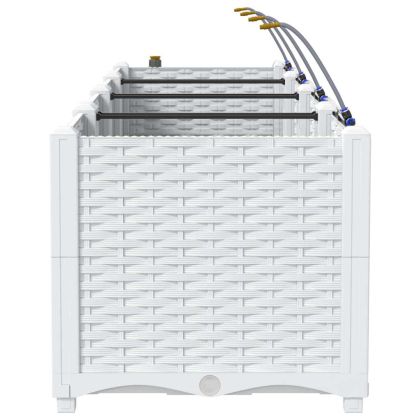 Градински саксии Бяло 120 x 40 x 37.5 см Стомана