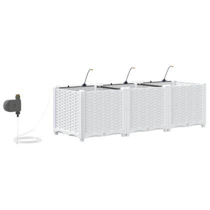 Градински саксии Бяло 120 x 40 x 37.5 см Стомана