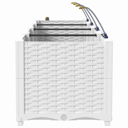 Градински саксии Бяло 160 x 40 x 37.5 см Стомана