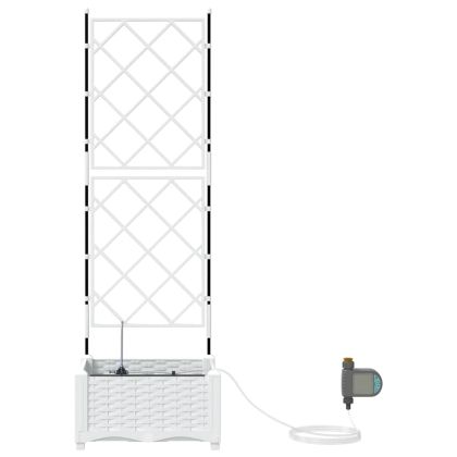 Градински саксии Бяло 40 x 40 x 126 см Стомана