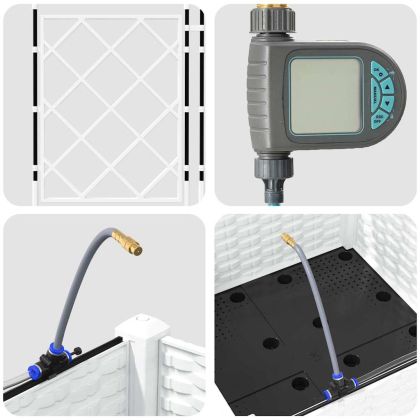 Градински саксии Бяло 40 x 40 x 126 см Стомана