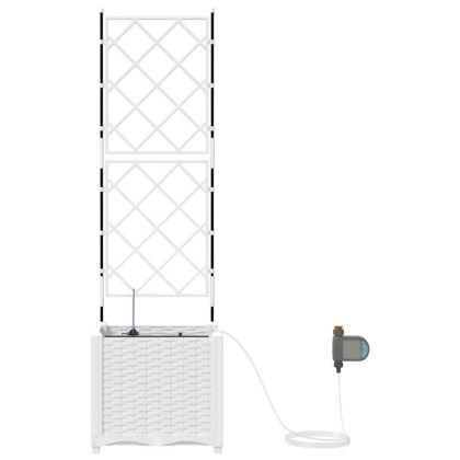 Градински саксии Бяло 40 x 40 x 142 cm Стомана