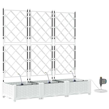 Градински саксии Бяло 120 x 40 x 126 см Стомана