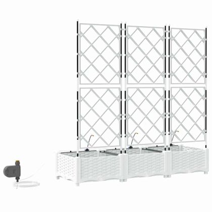 Градински саксии Бяло 120 x 40 x 126 см Стомана